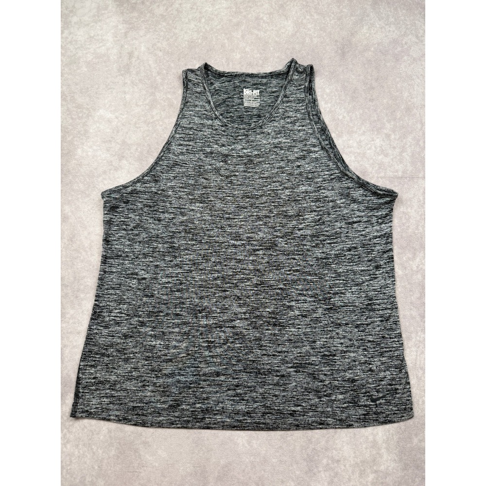 Nike Dri-FIT Women M‎ Tank Top Gray Heather Space Dye Athletic Training Gym Run